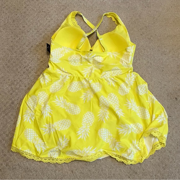 Practically New Torrid yellow pineapple wireless swim dress - Picture 2 of 10